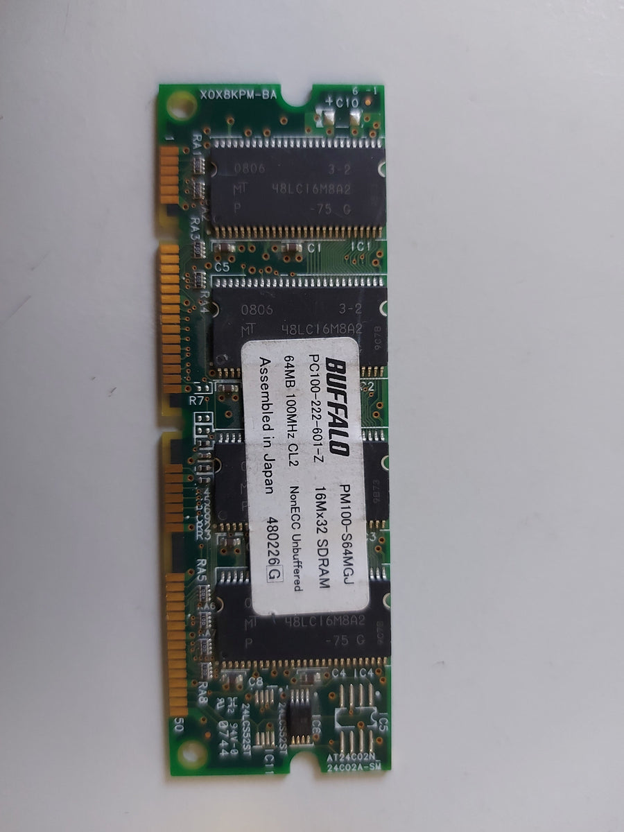 Buffalo 64MB PC100 100MHz CL2 nonECC Unbuffered 100pin DIMM Printer PM100-S64MGJ
