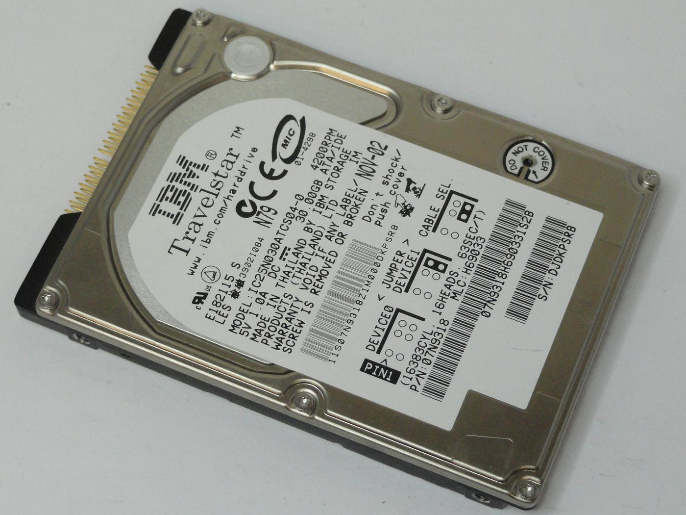 07N9318 - IBM Travelstar 30GB IDE 4200rpm 2.5in HDD - Refurbished