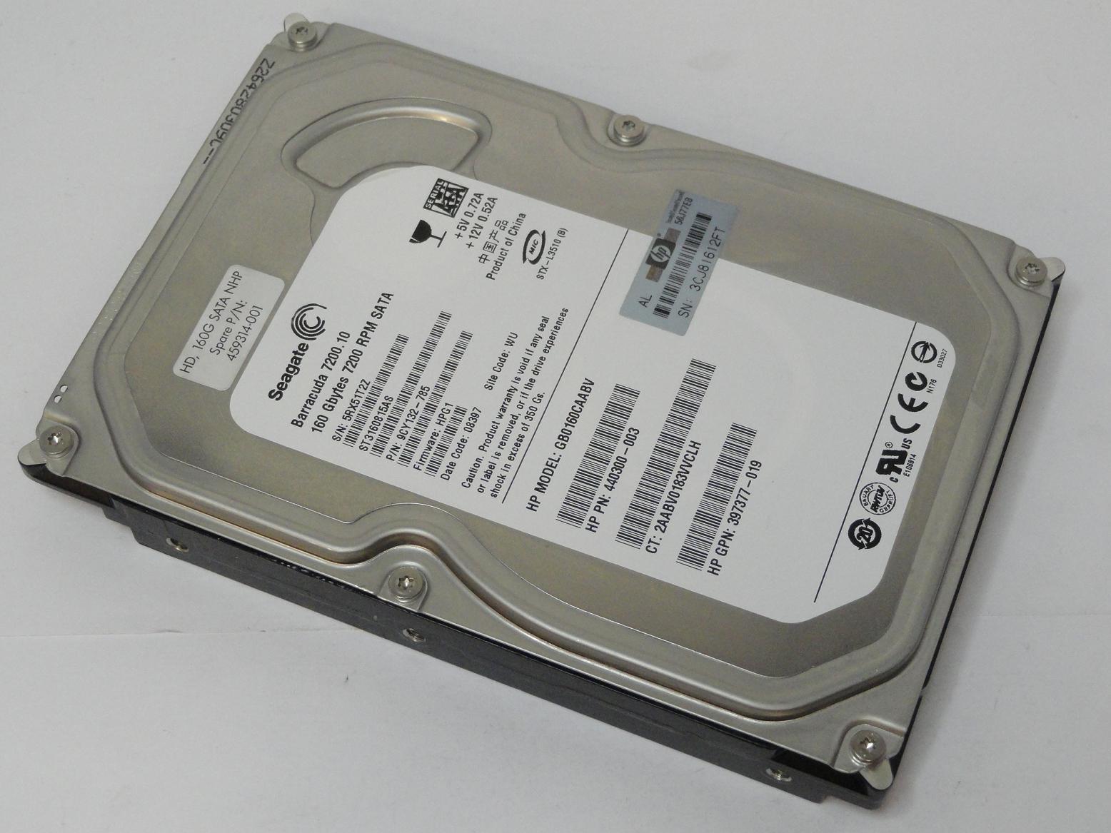 9CY132-785 - Seagate HP 160GB SATA 7200rpm 3.5in HDD - Refurbished