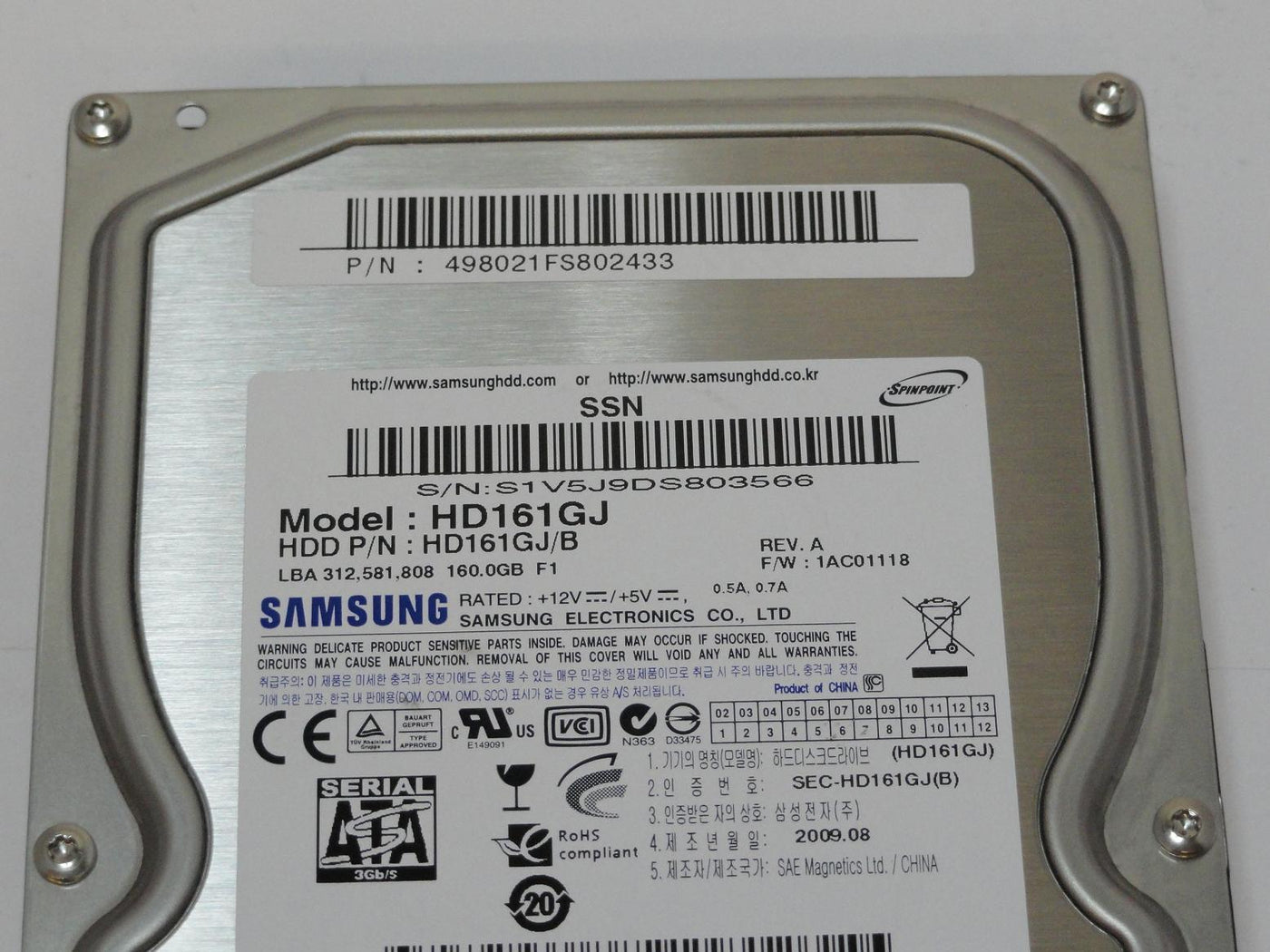 PR24461_HD161GJ/B_Samsung HP 160GB SATA 7200rpm 3.5in HDD - Image4