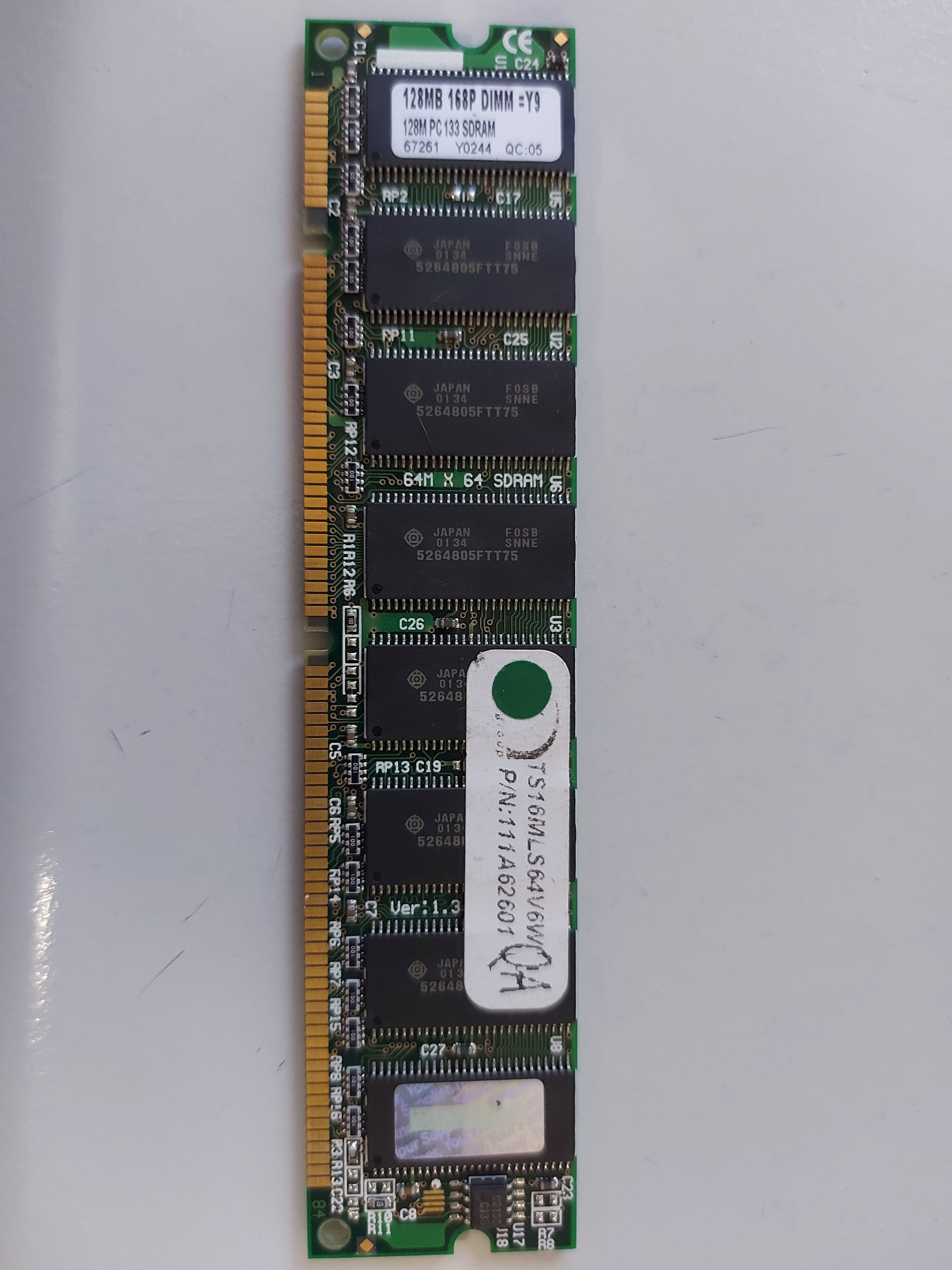 Transcend 128MB CL3 168Pin PC133 SDRAM DIMM Memory Module TS16MLS64V6W