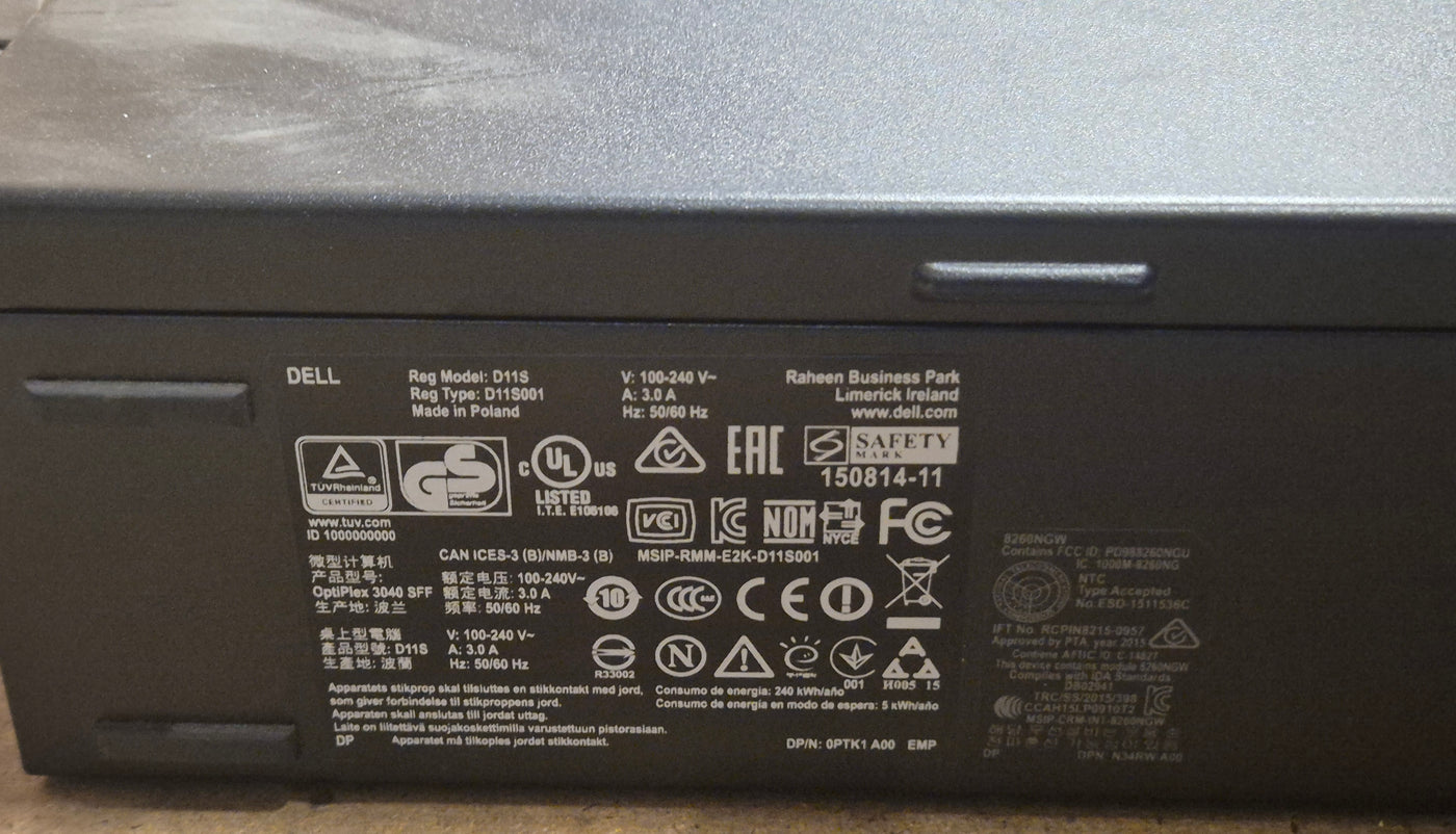 Dell Optiplex 3040 SFF 500GB HDD 4GB RAM i3-6100 3.7GHz DVD Linux w/ wifi card NO AERIALS ( D11S001 ) USED