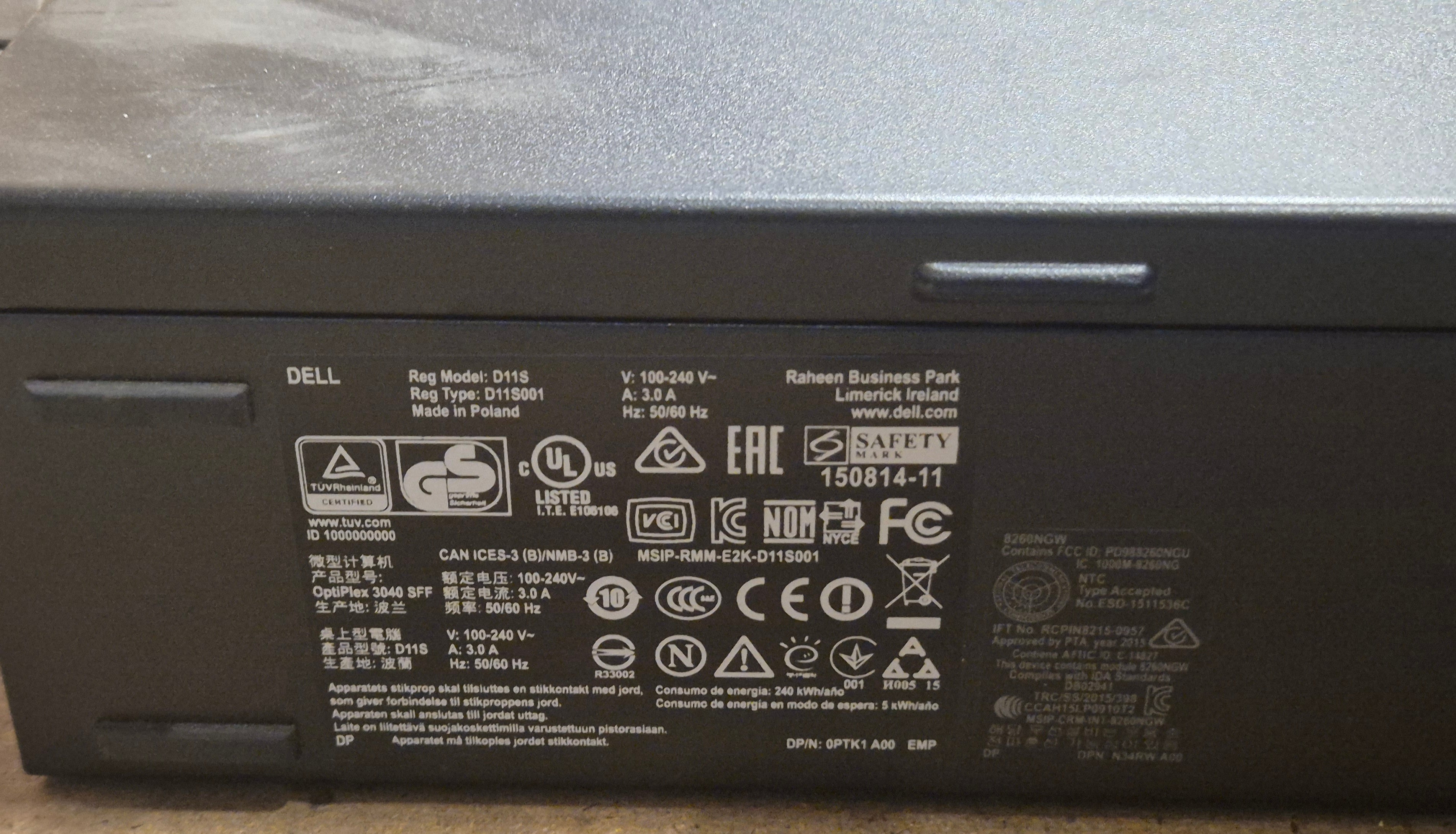 Dell Optiplex 3040 SFF 500GB HDD 4GB RAM i3-6100 3.7GHz DVD Linux w/ wifi card NO AERIALS ( D11S001 ) USED