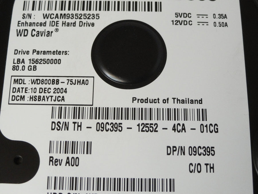 PR21250_WD800BB-75JHA0_Western Digital Dell 80Gb IDE 7200rpm 3.5in HDD - Image2