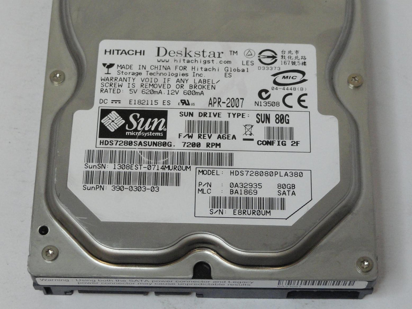 PR21089_0A32935_Hitachi Sun 80GB SATA 7200rpm 3.5in HDD - Image3