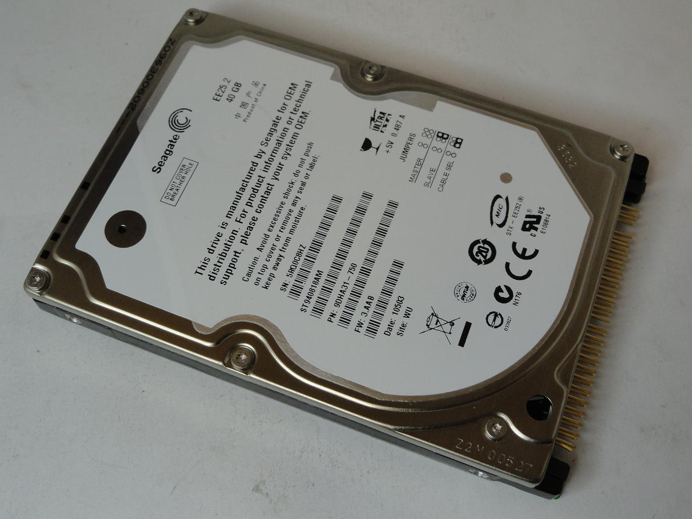 9DHA31-750 - Seagate 40GB IDE 5400rpm 2.5in HDD - Refurbished