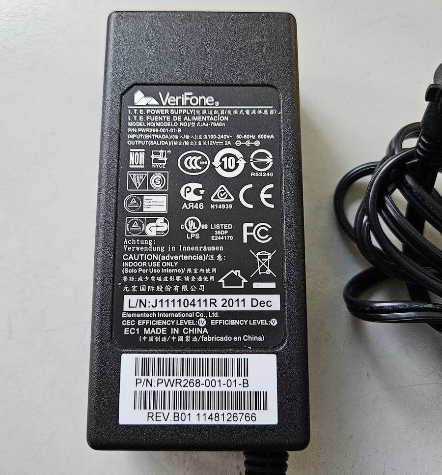 Verifone IN 100-240V 600mA OUT 12V 2A ITE Power Supply ( Au-79A0n PWR268-001-01-B ) USED