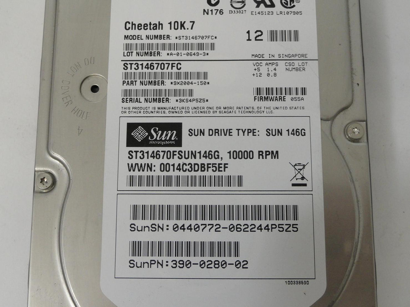 PR06316_9X2004-150_Seagate Sun 146GB Fibre Channel 10Krpm 3.5in HDD - Image3