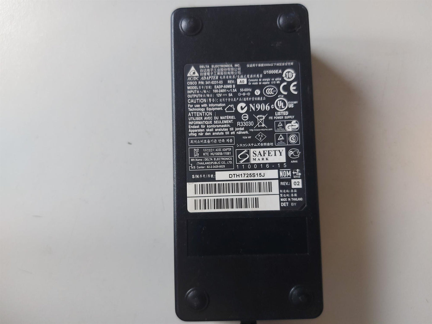 Delta Electronics EADP-60MB B 12V 5A AC/DC Adapter (341-0231-03)