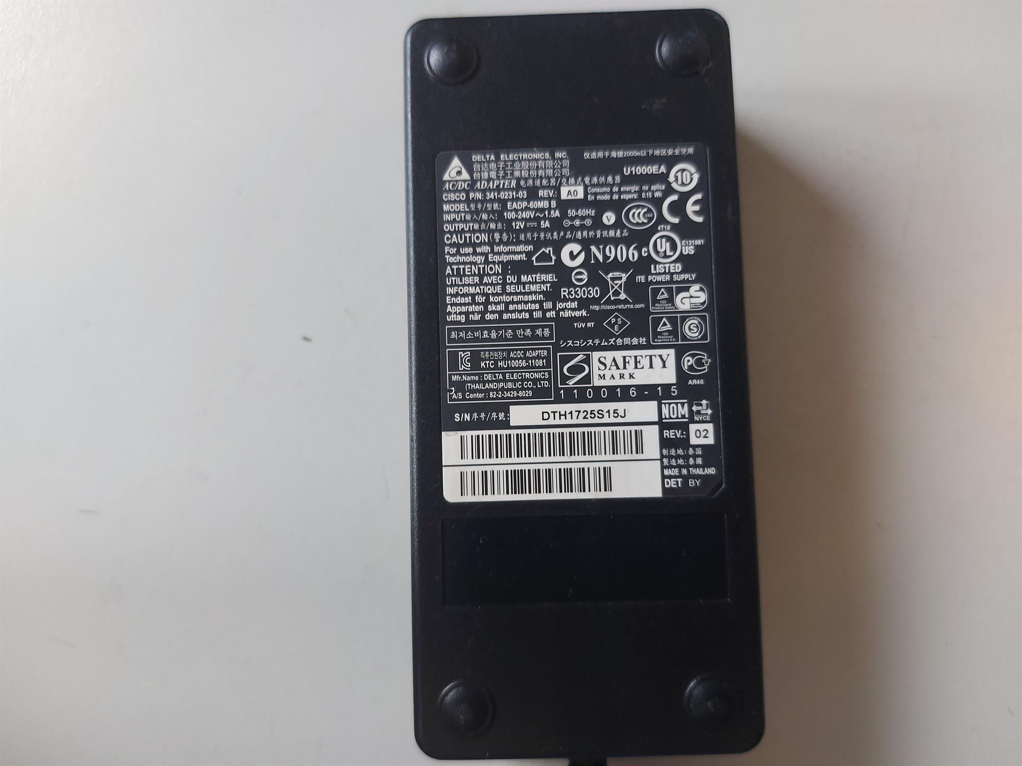 Delta Electronics EADP-60MB B 12V 5A AC/DC Adapter (341-0231-03)