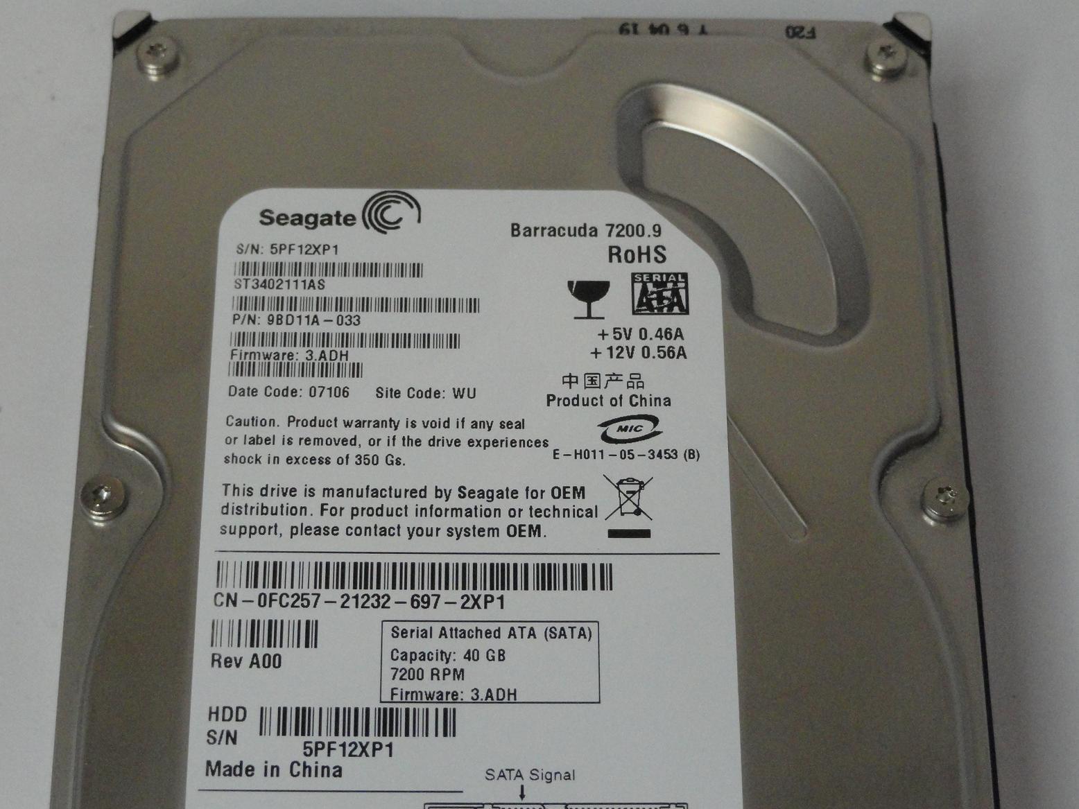 PR12895_9BD11A-033_Seagate 40GB SATA 7200rpm 3.5in HDD - Image3