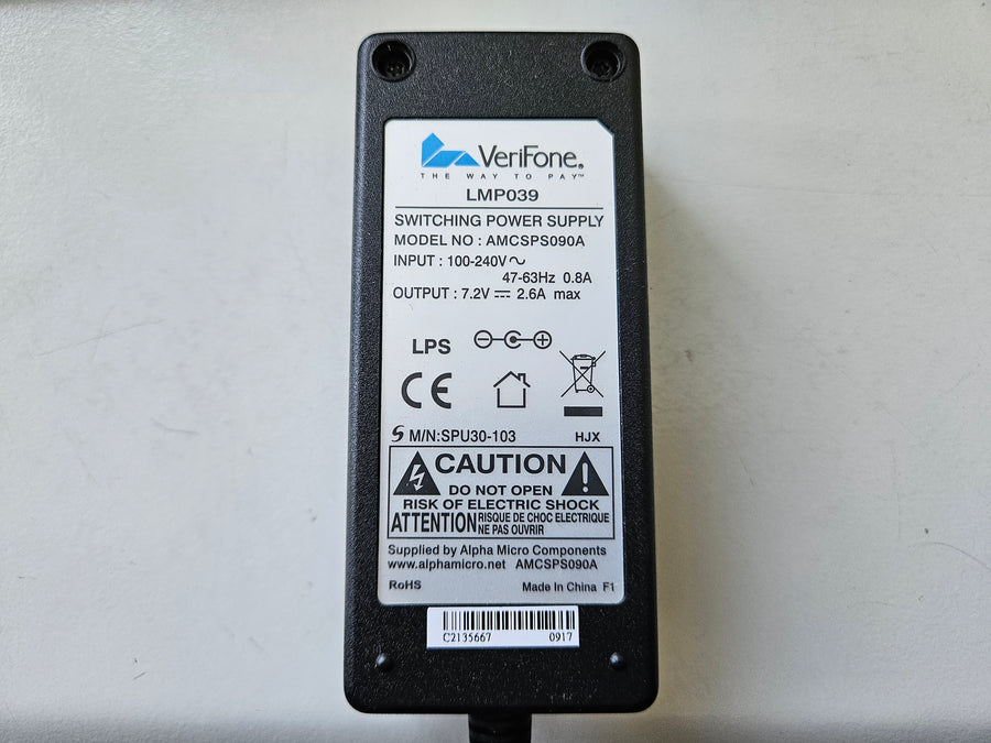 Verifone LMP039 IN 100-240V 0.8A OUT 7.2V 2.6A Switching Power Supply ( AMCSPS090A SPU30-103 ) USED