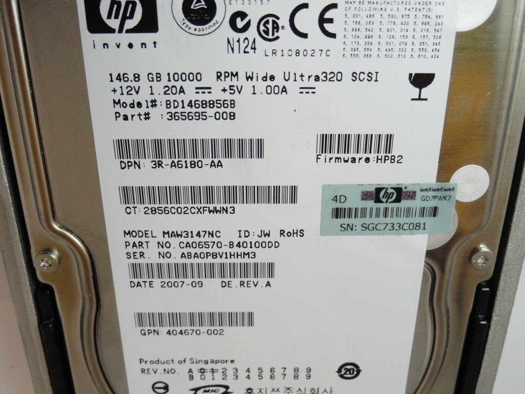 PR22115_CA06570-B40100DD_Fujitsu HP 146.8GB SCSI 80 Pin 10Krpm 3.5in HDD - Image2