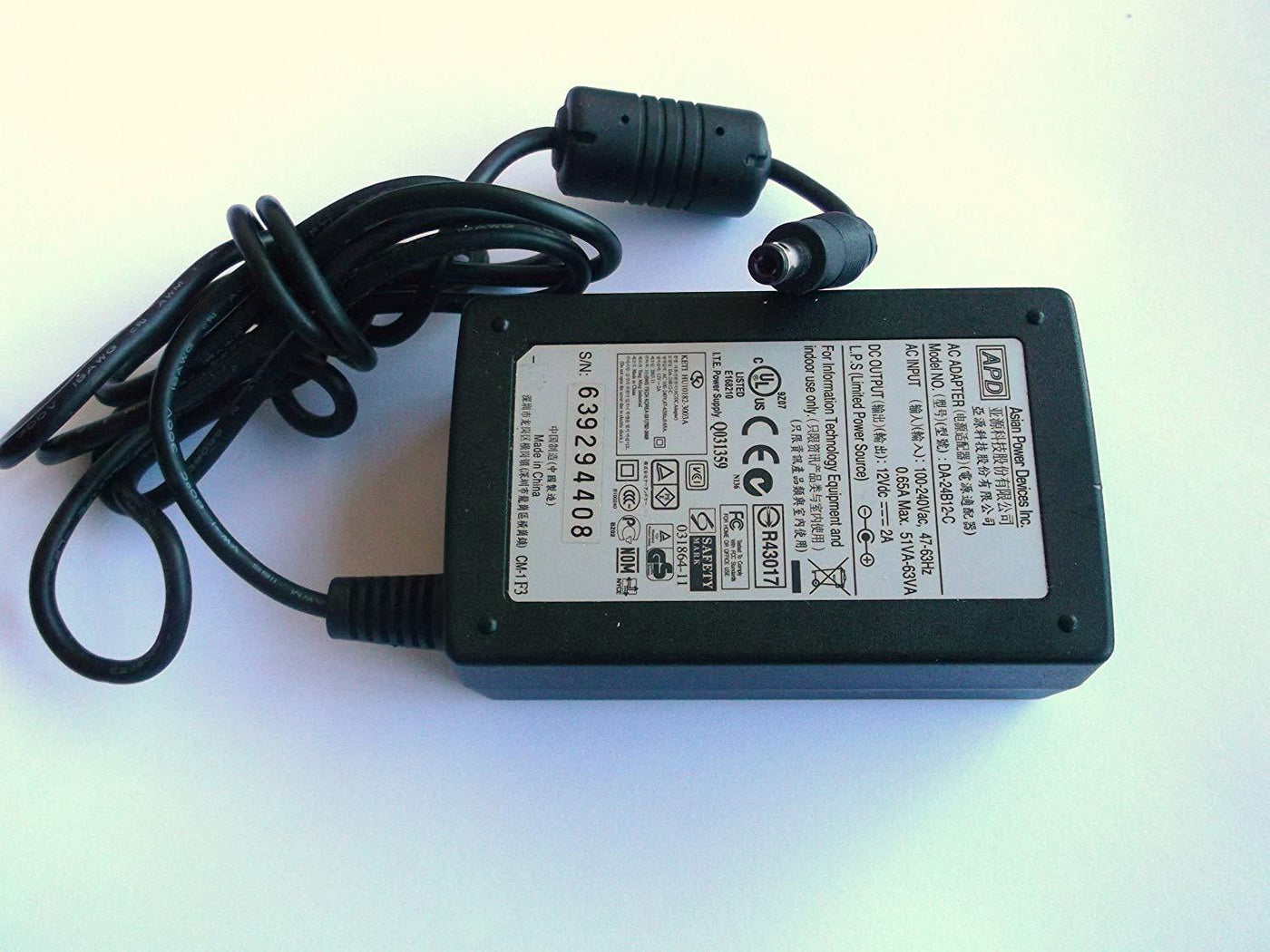 APD AC Adaptor 24W 12V 2A ( DA-24B12 ) USED