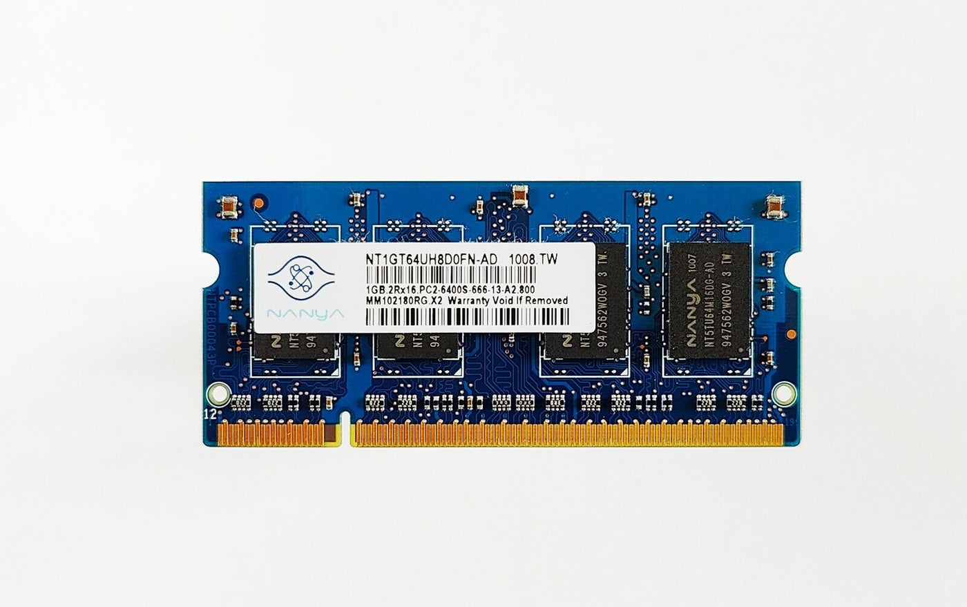 Nanya 1GB DDR2 PC2-6400 800MHz NonECC SODIMM ( NT1GT64UH8G0FS-AD ) REF