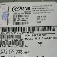 0B20994 - Hitachi IBM 146.8GB SAS 15Krpm 3.5in eServer xSeries HDD in Caddy - Refurbished