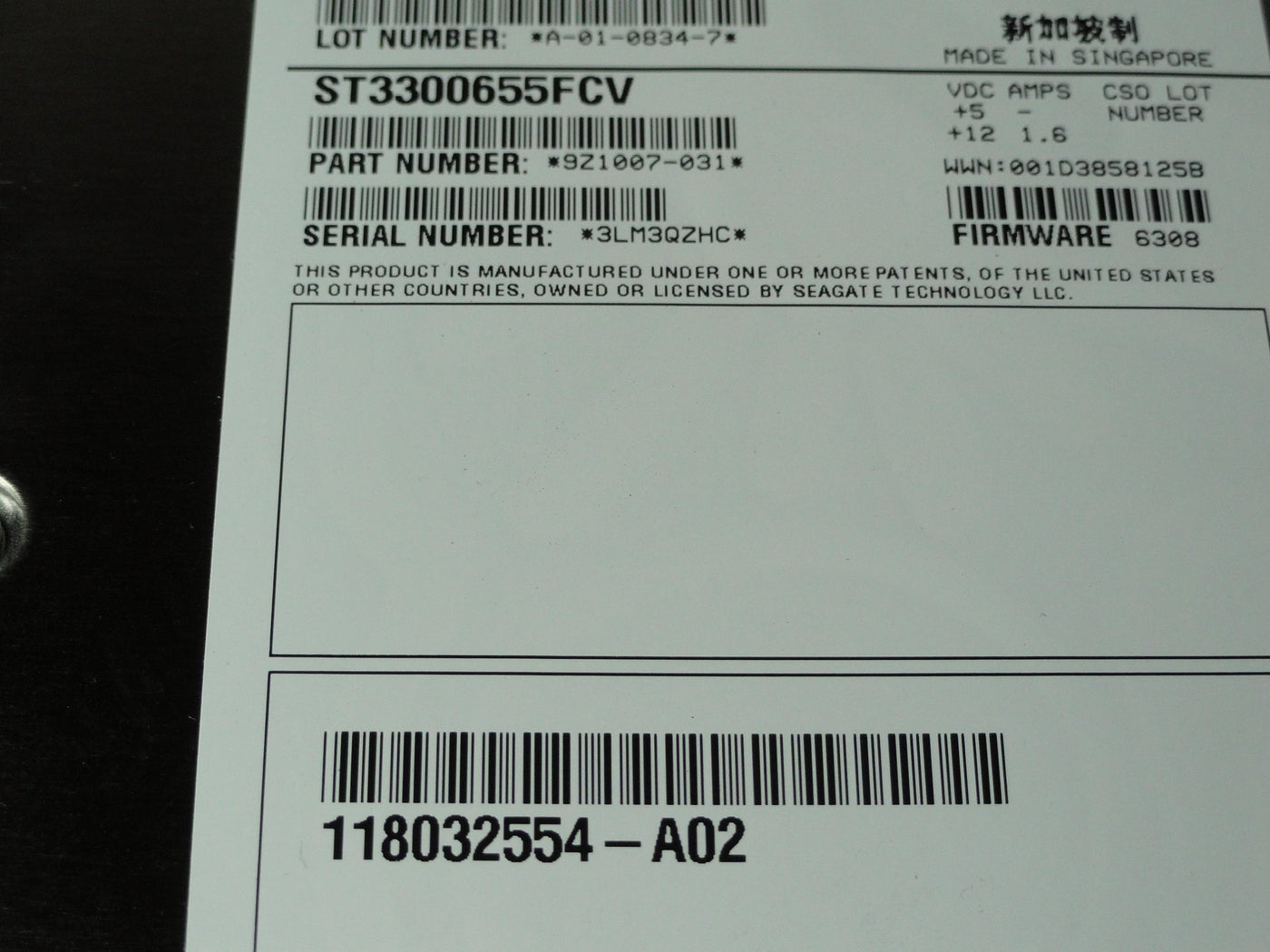 PR20510_9Z1007-031_Seagate EMC Dell 300Gb Fibre 15Krpm 3.5in HDD - Image2