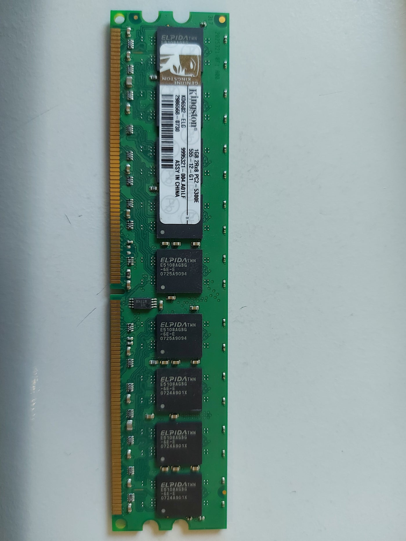 Kingston 1GB PC2-5300 DDR2-667 ECC Unbuffered UDIMM Mem KD6502-ELG 9995321-004