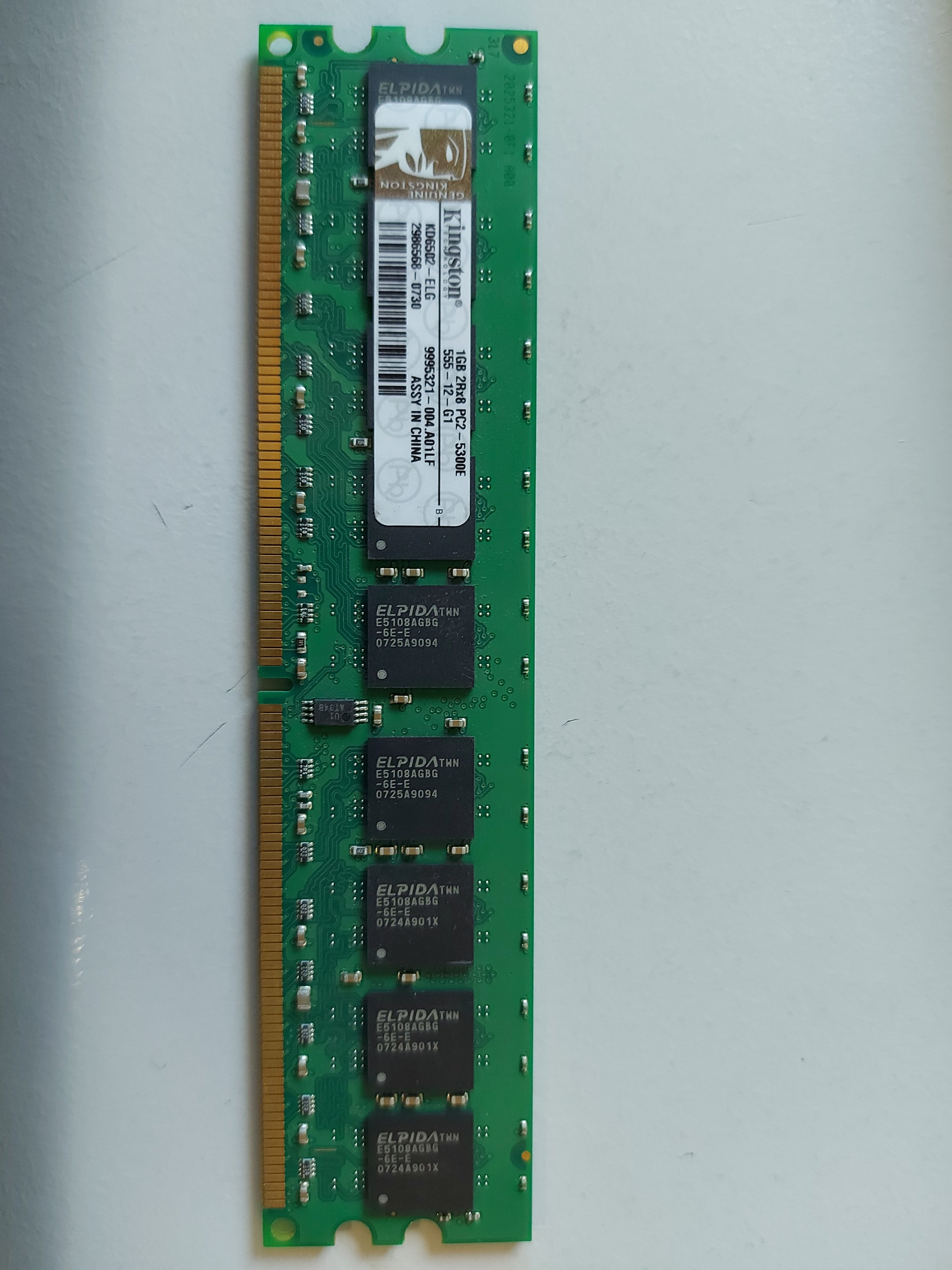 Kingston 1GB PC2-5300 DDR2-667 ECC Unbuffered UDIMM Mem KD6502-ELG 9995321-004