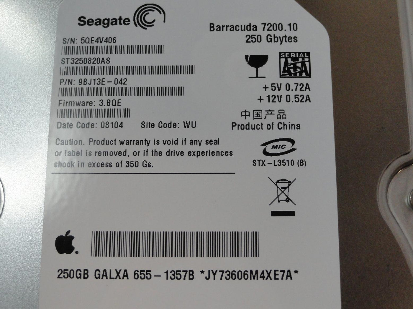 PR24127_9BJ13E-042_Seagate Apple 250GB SATA 7200rpm 3.5in HDD - Image3