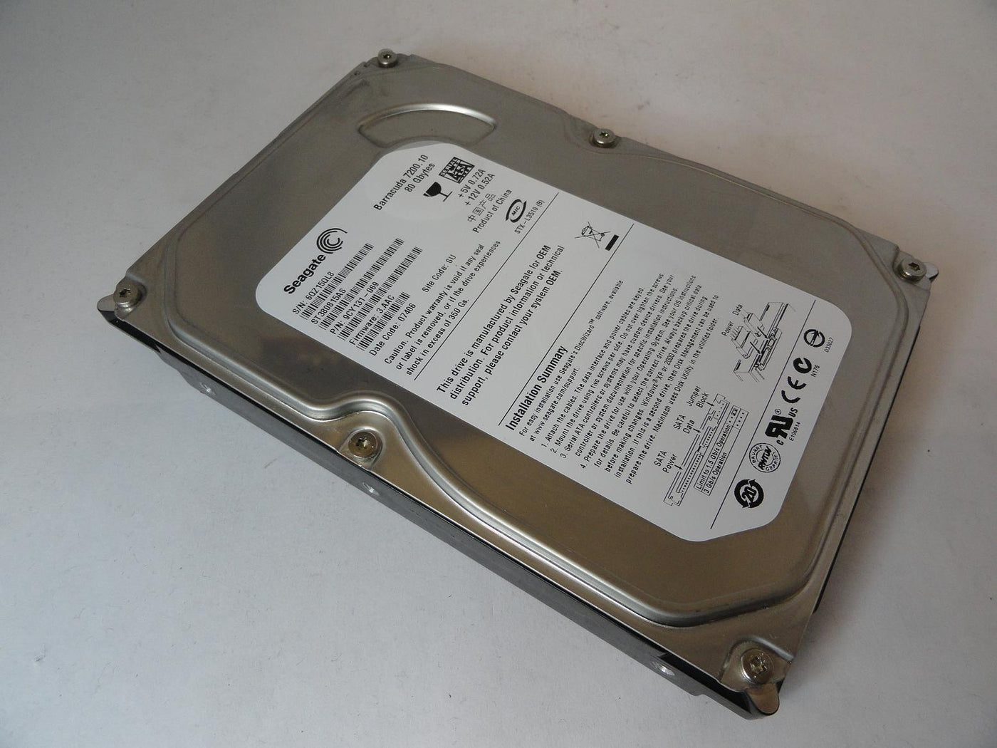 9CY131-069 - Seagate 80GB SATA 7200rpm 3.5in Barracuda 7200.10 HDD - Refurbished
