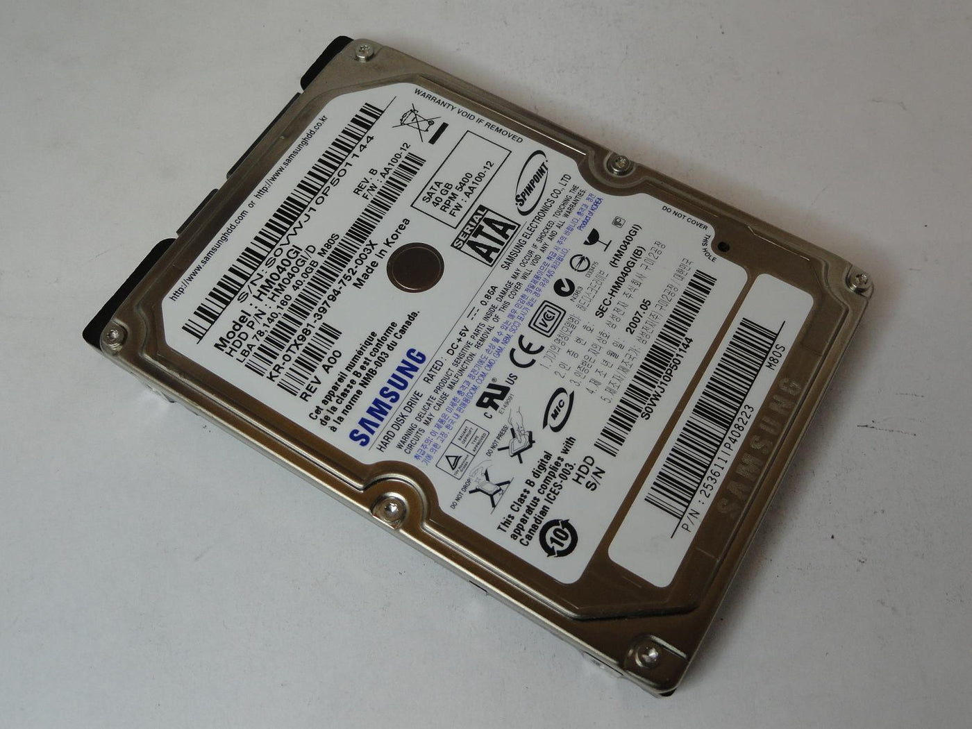 HM040GI/D - Samsung Dell 40GB SATA 5400rpm 2.5in HDD - Refurbished