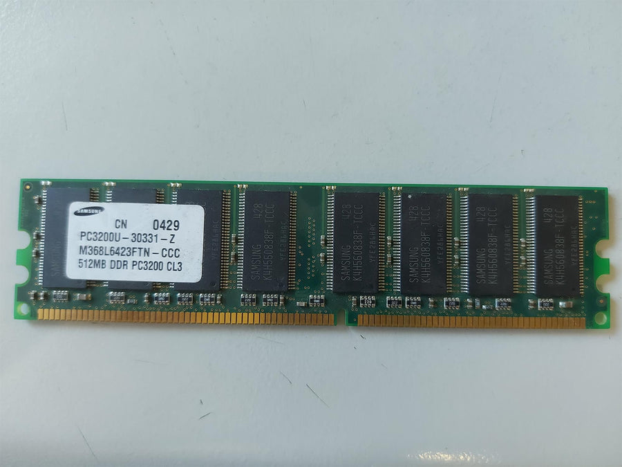Samsung 512MB DDR-400MHz PC3200 non-ECC Unbuffered CL3 184-Pin DIMM Memory Module (M368L6423FTN-CCC)