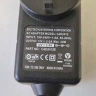Solytech Enterprise AC Adapter IN 100-240V 1A 50-60Hz OUT 12V 2A ( CAD2412 ) USED