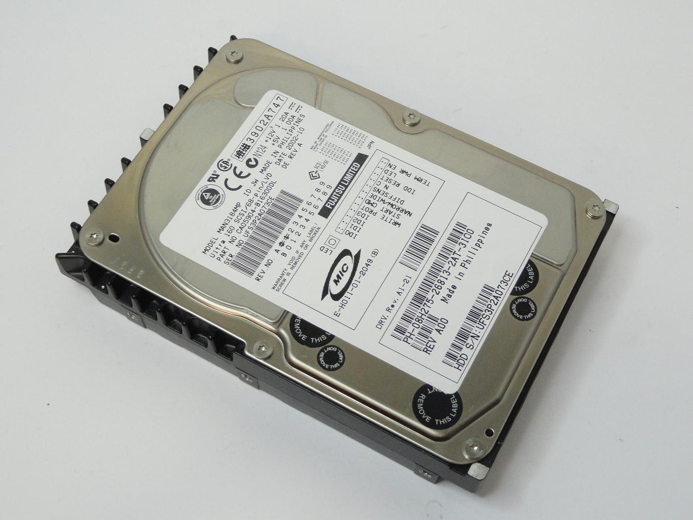 Fujitsu Dell 18.4GB SCSI 68Pin 10Krpm 3.5in HDD ( CA05904-B16300DL MAN3184MP 08H275 ) REF
