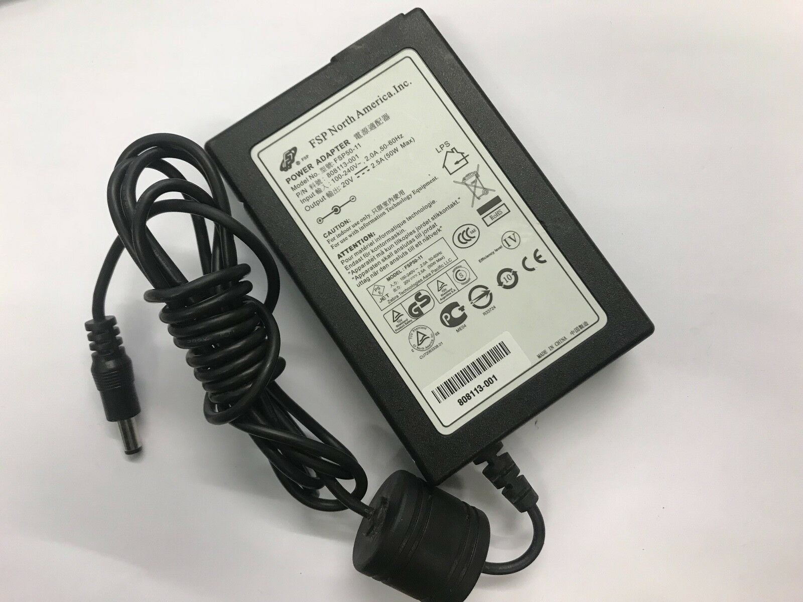 FSP Power Adapter for Zebra Thermal Printer LP2844 TLP2844 TLP3844  (FSP50 11 USED)
