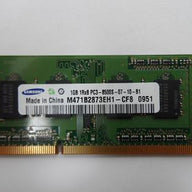 Samsung 1GB PC3-8500 DDR3-1066MHz non-ECC Unbuffered CL7 204-Pin SoDimm ( M471B2873EH1-CF8 ) REF