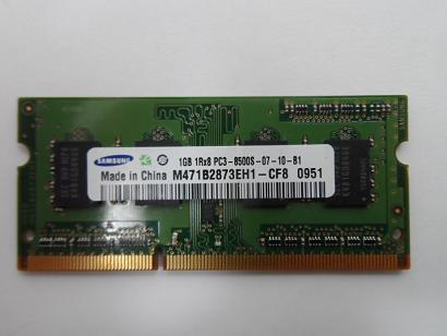 Samsung 1GB PC3-8500 DDR3-1066MHz non-ECC Unbuffered CL7 204-Pin SoDimm ( M471B2873EH1-CF8 ) REF