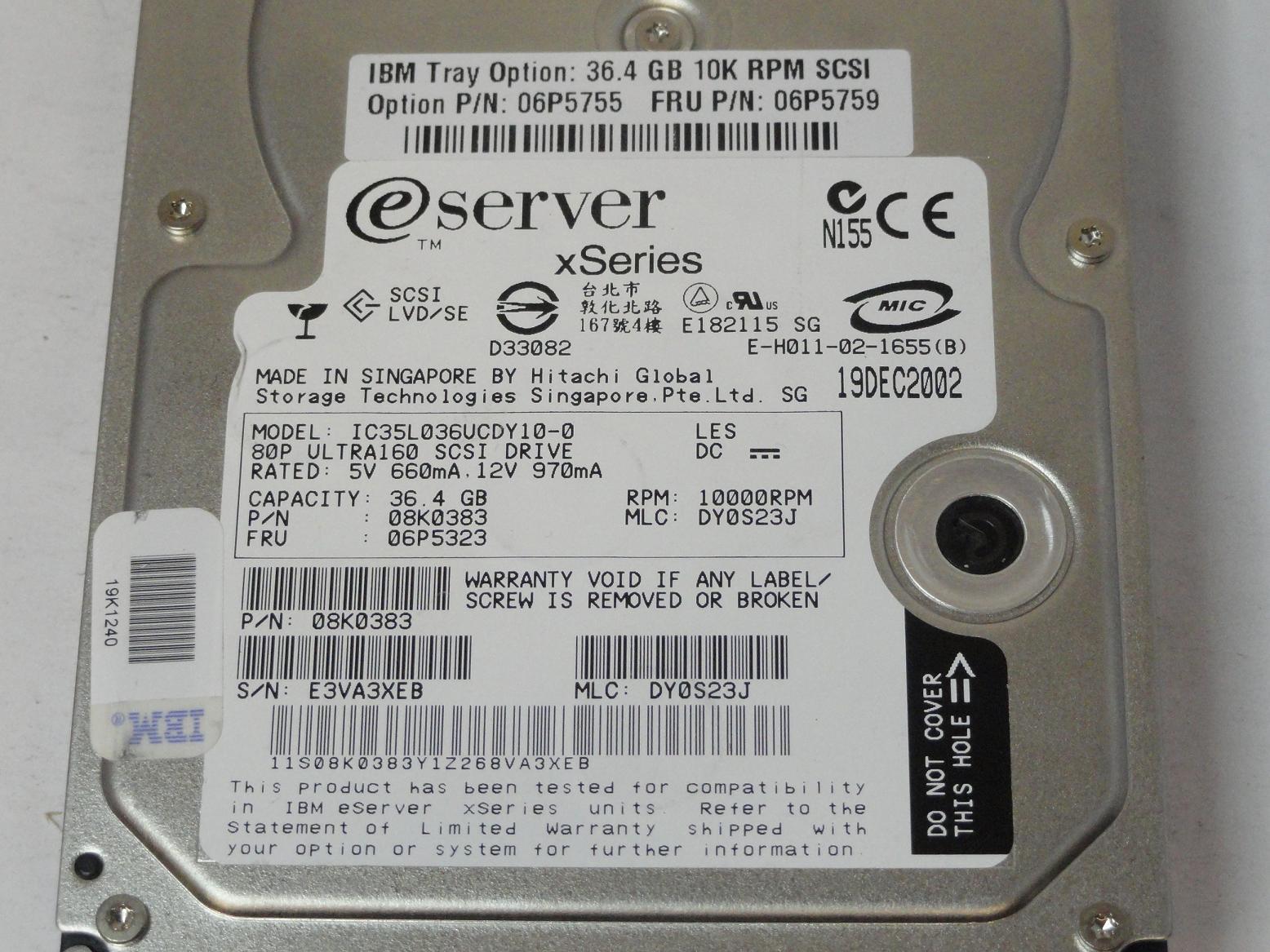 PR20813_07N8822_Hitachi IBM 36.4Gb SCSI 80 Pin 10Krpm 3.5in HDD - Image3