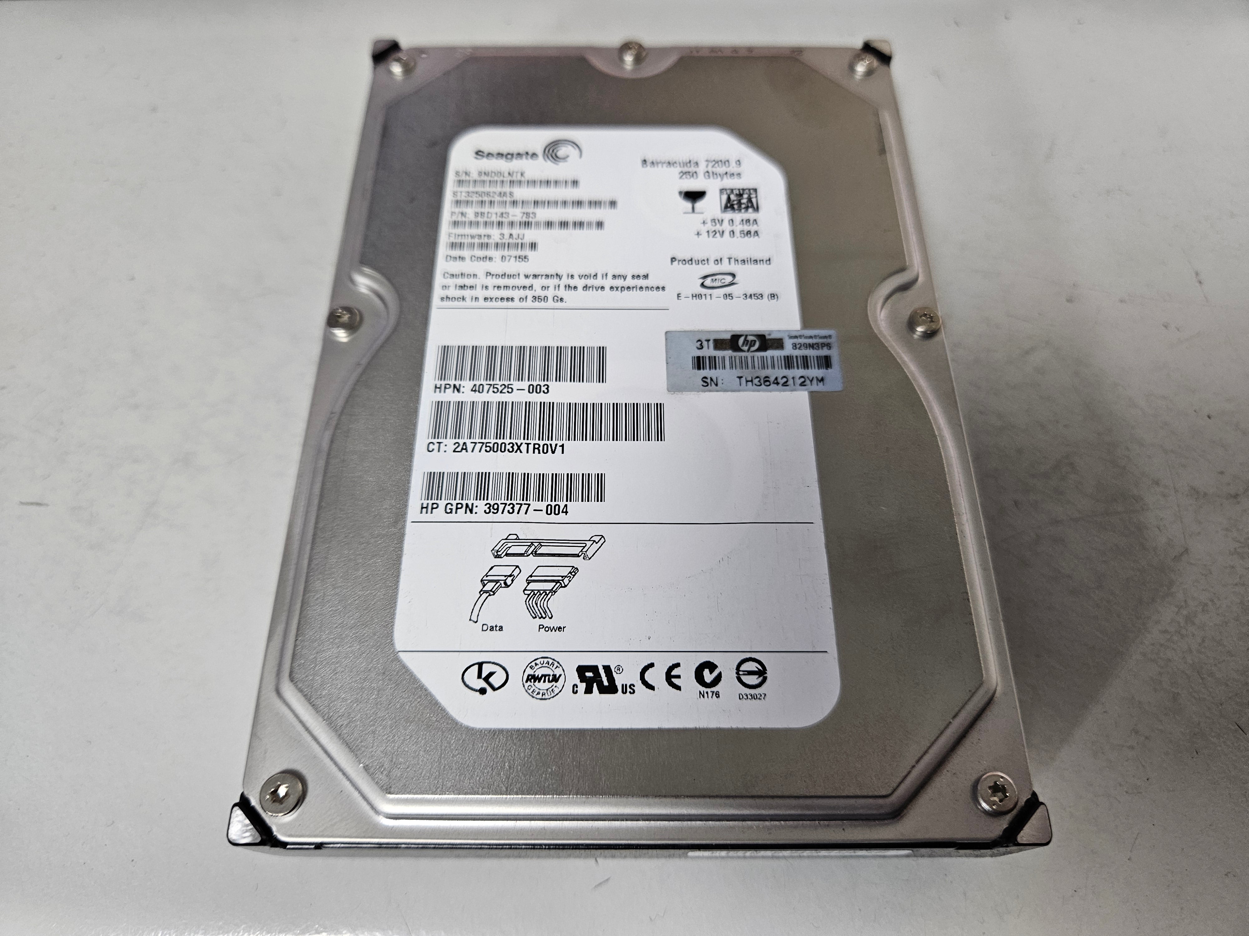 Seagate HP 250GB SATA 7200rpm 3.5in HDD ( 9BD143-783 ST3250624AS 397377-004 407525-003 ) REF