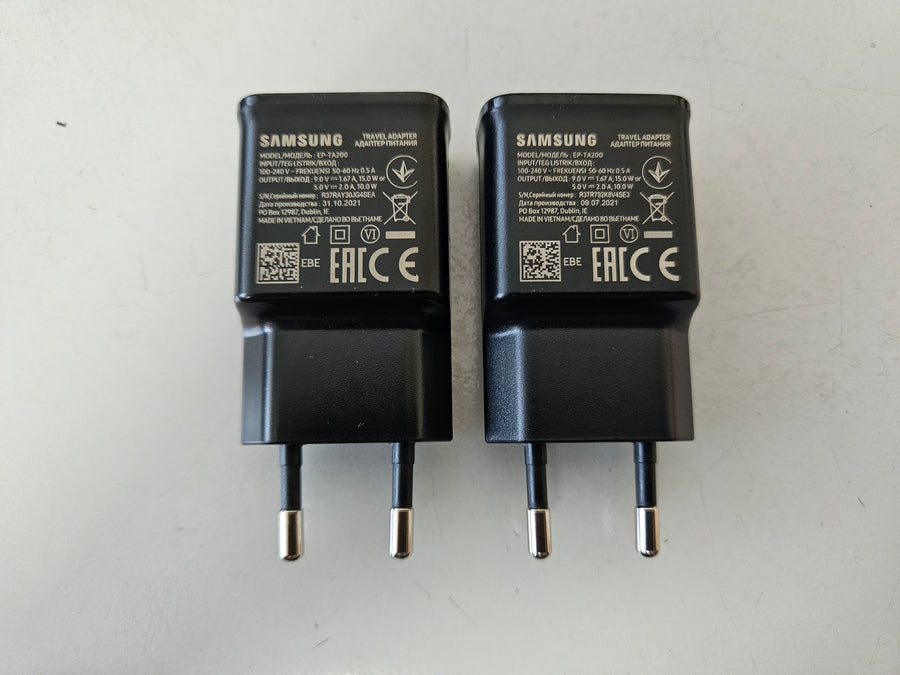 2PACK Samsung EU 2Pin Fast Charge USB Travel Adapter ( EP-TA200 ) USED