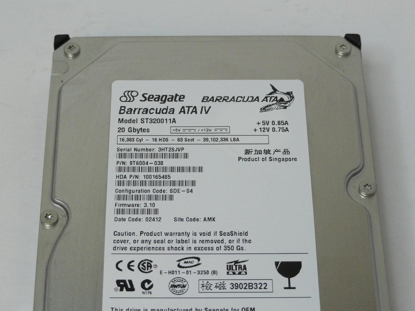 PR11249_9T6004-038_Seagate 20GB IDE 7200rpm 3.5in HDD - Image3