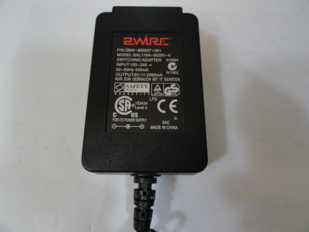 2900-800007-001 - 2Wire AC 6V Adaptor - USED