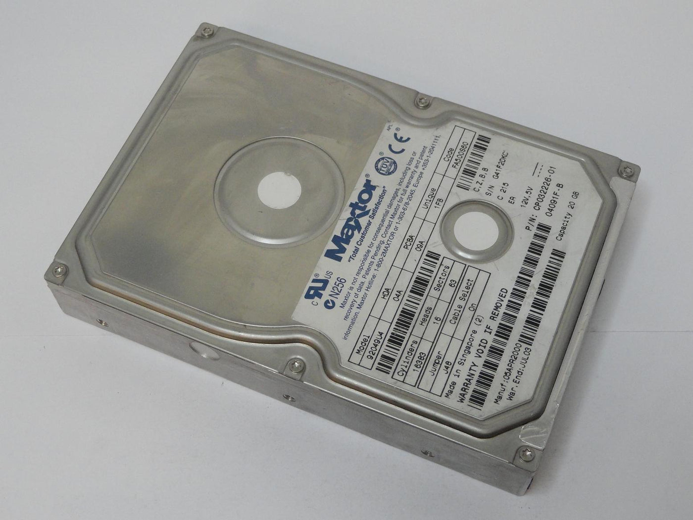 CP032226-01 - Maxtor 20GB IDE 5400rpm 3.5in HDD - Refurbished