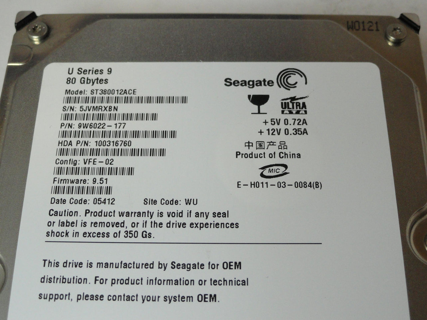 PR21436_9W6022-177_Seagate 80Gb IDE 7200rpm 3.5in HDD - Image2