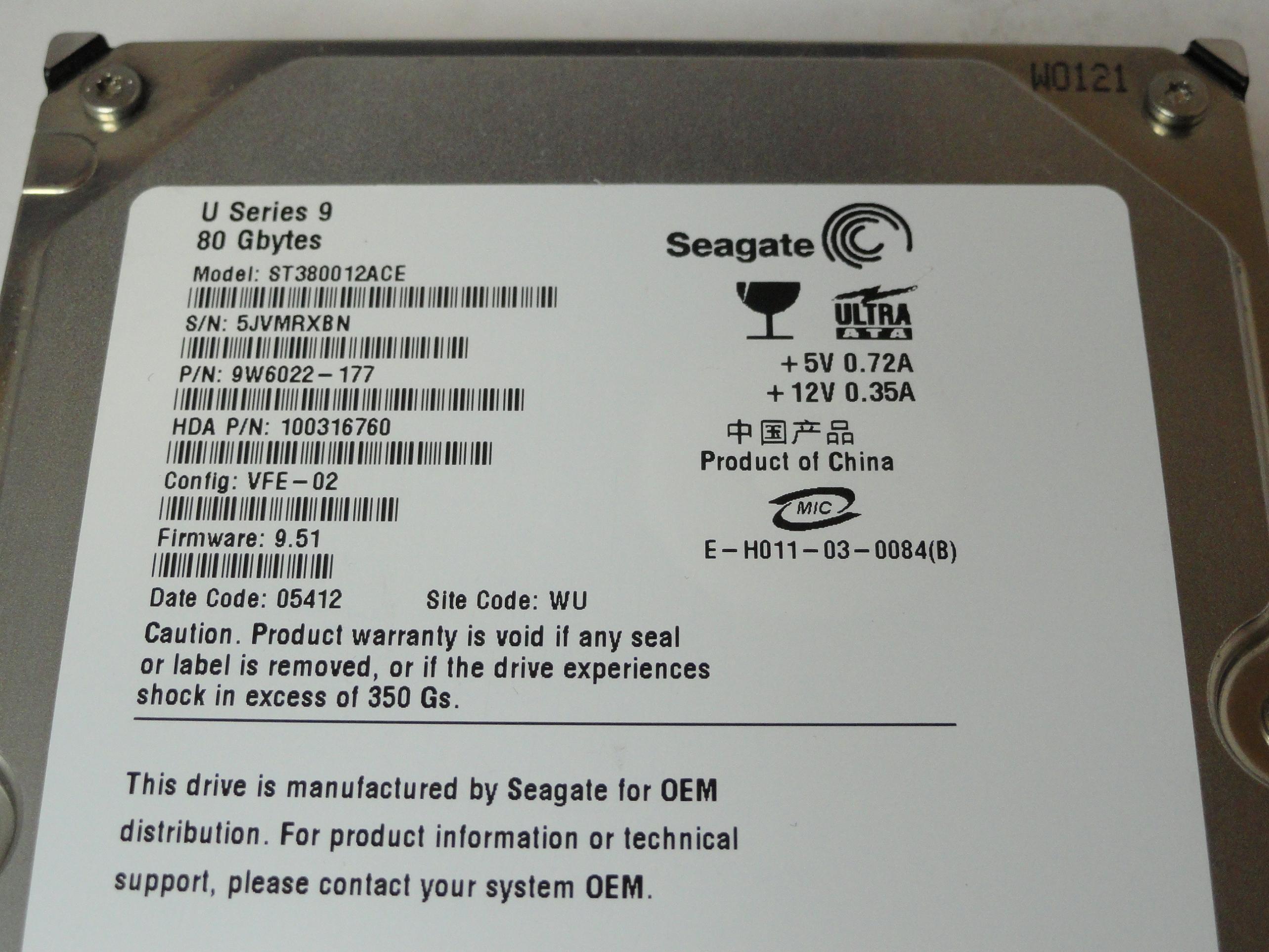 PR21436_9W6022-177_Seagate 80Gb IDE 7200rpm 3.5in HDD - Image2