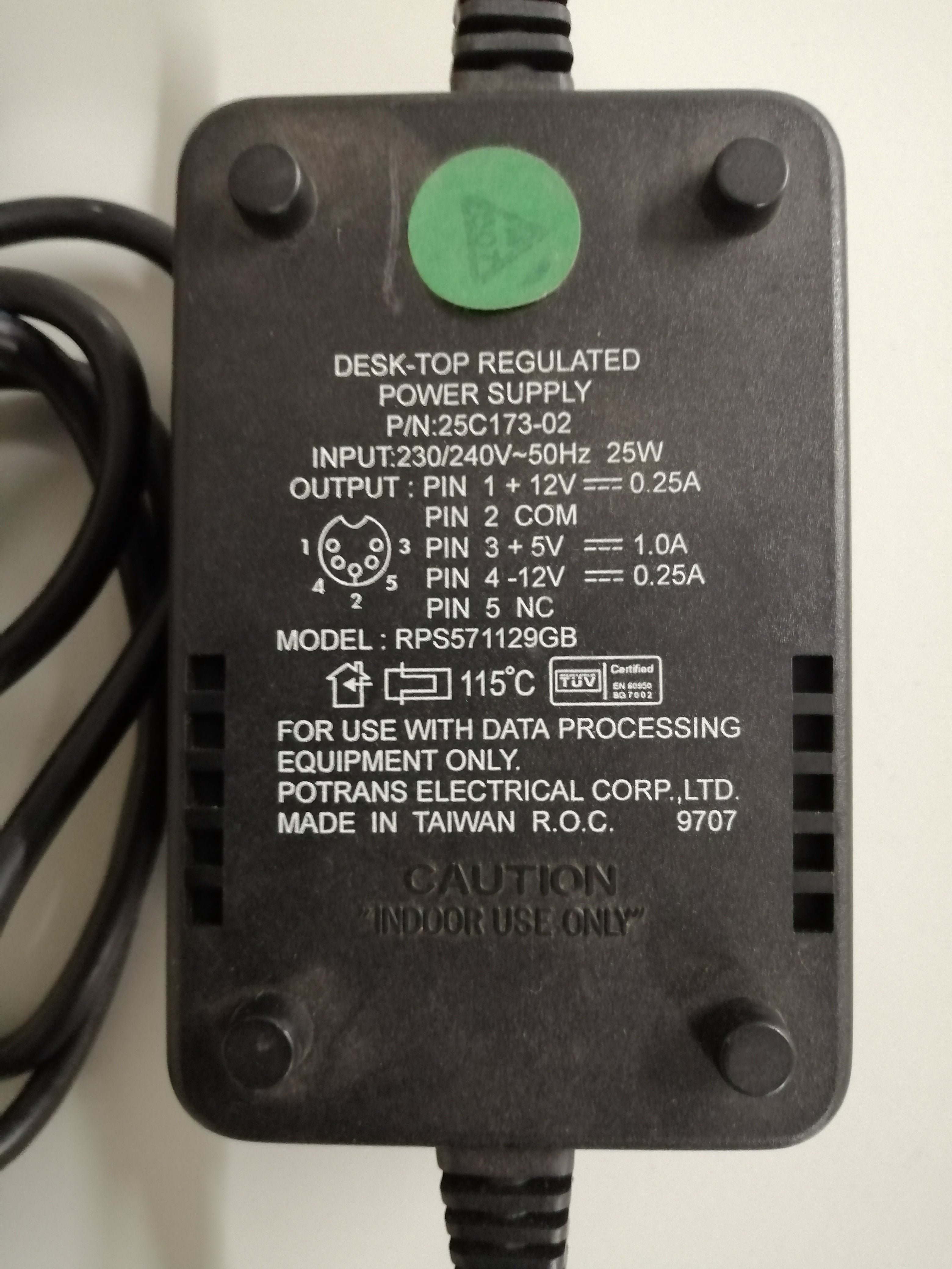 RACAL REGULATED 5 PIN PSU   RPS571129GB 240 V IN 3-12 V OUT ( 25C173-02 USED )