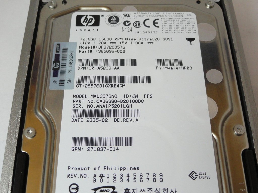 PR22748_CA06380-B20100DC_Fujitsu HP 72.8GB SCSI 80 Pin 15Krpm 3.5in HDD - Image3