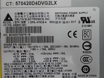 PR19874_450937-001_475W HP POWER SUPPLY 450937-001 - Image2