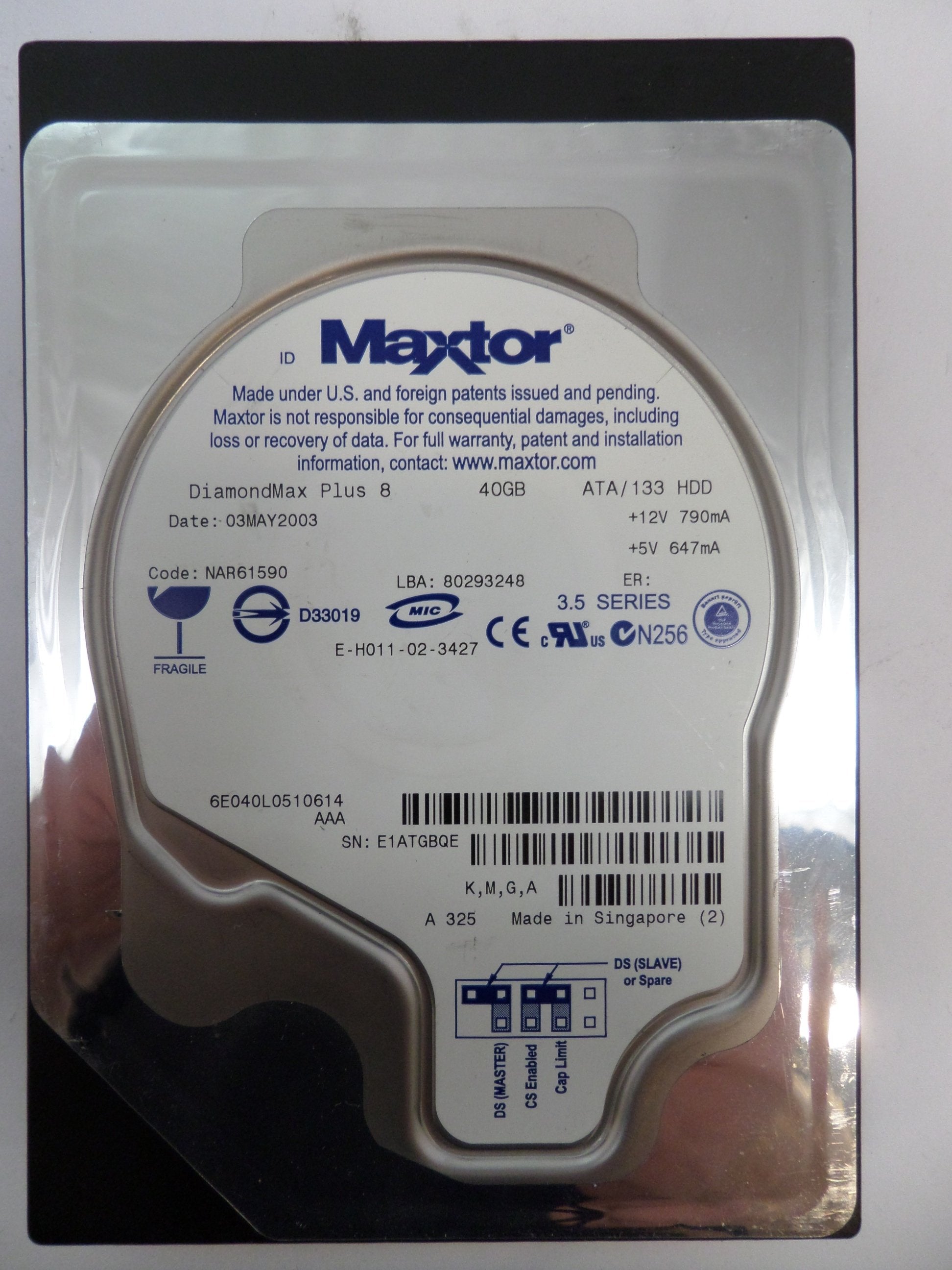 PR26031_6E040L0510614_Maxtor DiamondMax Plus 8 40GB 3.5" IDE HDD - Image7