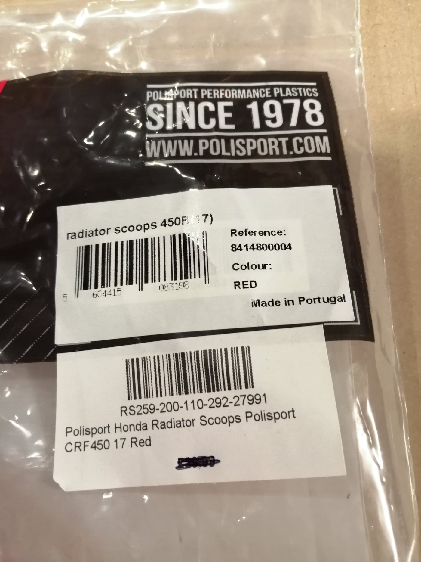 POLISPORT RADIATOR SCOOPS FOR HONDA CRF450 (8414800004 NEW )