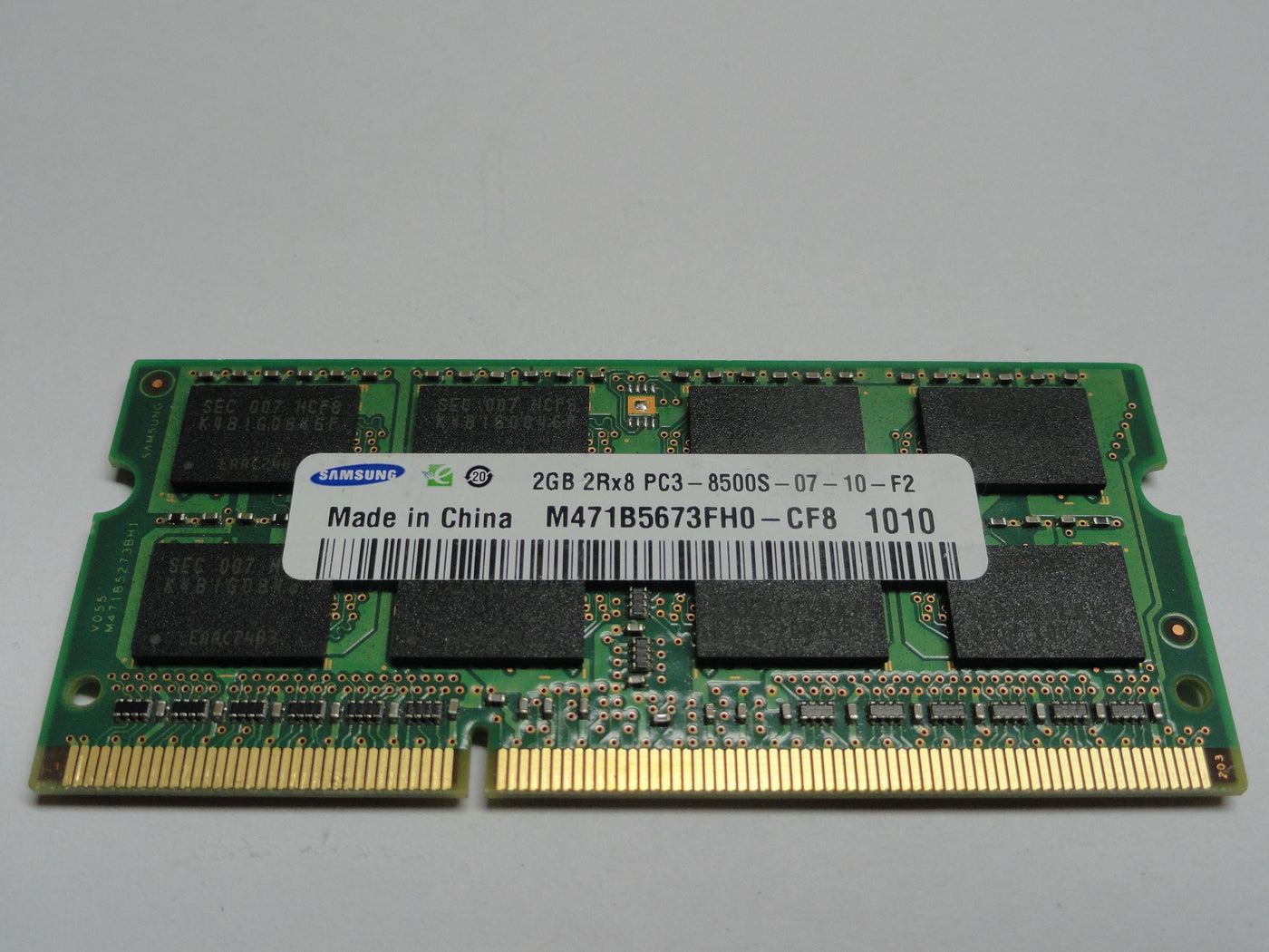 PC3-8500S-07-10-F2 - Samsung 2Gb 204 Pin PC3-8500 CL7 DDR3-1066 16c 128x8 2Rx8 1.5V SODIMM Mmeory Module - Refurbished