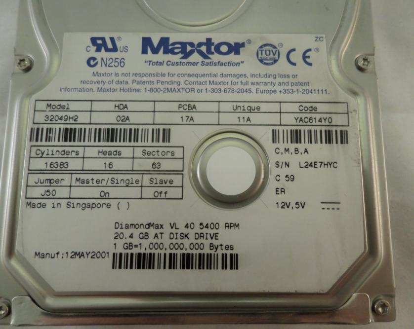 PR20018_32049H2_Apple / Maxtor 20GB IDE 5400rpm 3.5in HDD - Image2
