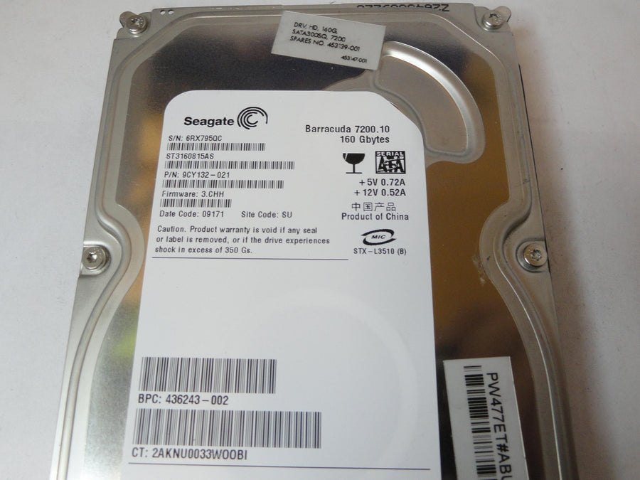 9CY132-021 - Seagate HP 160Gb SATA 7200rpm 3.5in HDD - Refurbished