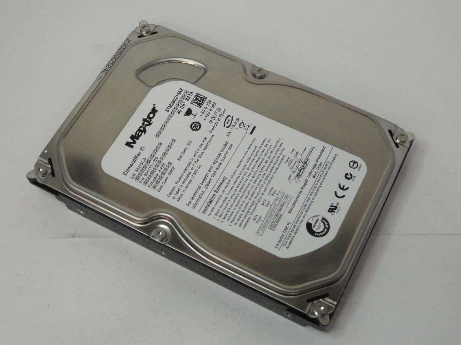 9DS111-325 - Maxtor 80GB SATA 7200rpm 3.5in DiamondMax 21 HDD - Refurbished