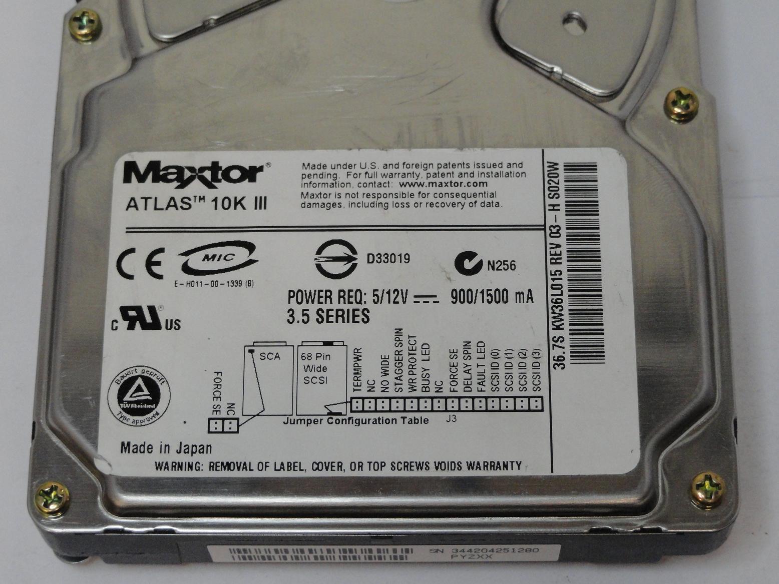 PR03407_KW36L015_Maxtor scsi 68 Pin Atlas 10,000rpm 3.5" Hdd - Image2